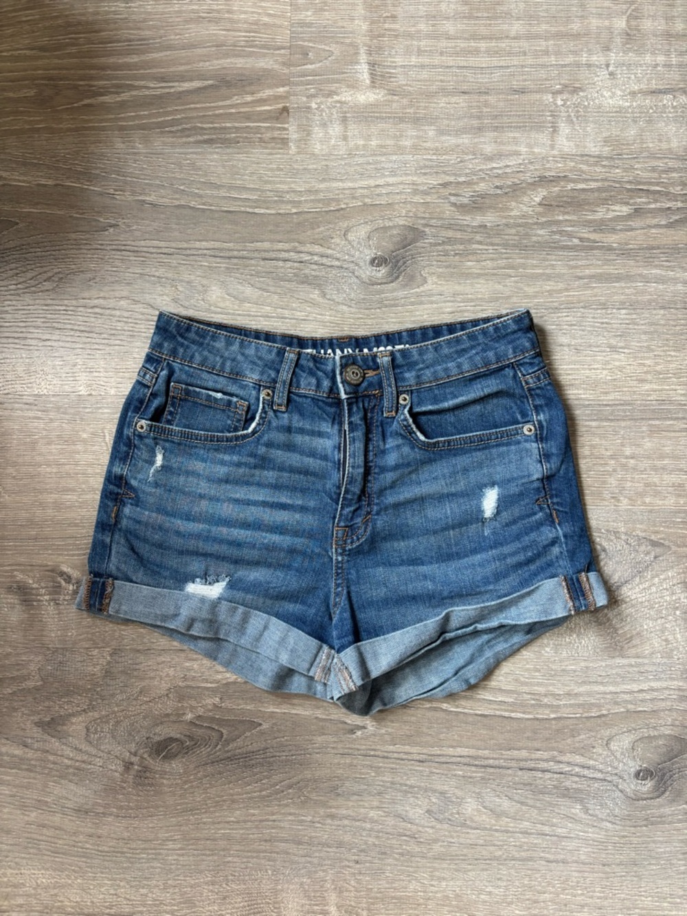 Bethany Mota High rise denim shorts (4)